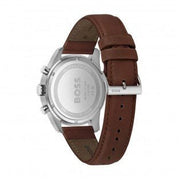 Hugo Boss Skymaster Chronograph Blue Dial Brown Leather Strap Watch for Men - 1513940