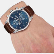 Hugo Boss Skymaster Chronograph Blue Dial Brown Leather Strap Watch for Men - 1513940