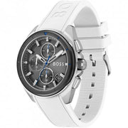 Hugo Boss Volane Chronograph Grey Dial White SIlicone Strap Watch for Men - 1513948