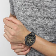 Hugo Boss Volane Chronograph Black Dial Black Steel Strap Watch for Men - 1513950