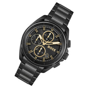 Hugo Boss Driver Chronograph Black Dial Black Steel Strap Watch for Men - 1513277