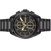 Hugo Boss Volane Chronograph Black Dial Black Steel Strap Watch for Men - 1513950