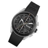 Hugo Boss Volane Chronograph Grey Dial Black Silicone Strap Watch for Men - 1513953