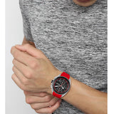 Hugo Boss Volane Chronograph Black Dial Red Rubber Strap Watch for Men - 1513959