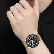 Hugo Boss Allure Chronograph Black Dial Brown Leather Strap Watch for Men - 1513964