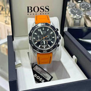 Hugo Boss Energy Chronograph Black Dial Orange Rubber Strap Watch For Men - 1513970