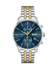 Hugo Boss Associate Chronograph Blue Dial Two Tone Steel Strap Watch for Men - 1513976