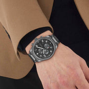Hugo Boss View Chronograph Grey Dial Grey Steel Strap Watch For Men - 1513991