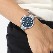 Hugo Boss One Chronograph Blue Dial Silver Steel Strap Watch For Men - 1513999