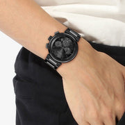 Hugo Boss One Chronograph Black Dial Black Steel Strap Watch For Men - 1514001