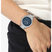 Hugo Boss Trace Chronograph Blue Dial Silver Steel Strap Watch For Men - 1514007
