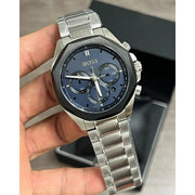 Hugo Boss Cloud Chronograph Blue Dial Silver Steel Strap Watch For Men - 1514015