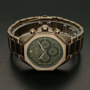 Hugo Boss Classic Chronograph Olive Green Dial Beige Gold Steel Strap Watch For Men - 1514019