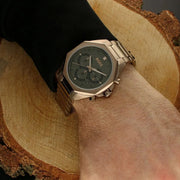 Hugo Boss Classic Chronograph Olive Green Dial Beige Gold Steel Strap Watch For Men - 1514019