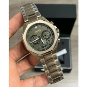 Hugo Boss Classic Chronograph Olive Green Dial Beige Gold Steel Strap Watch For Men - 1514019