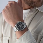 Hugo Boss Troper Chronograph Black Dial Silver Steel Strap Watch For Men - 1514057