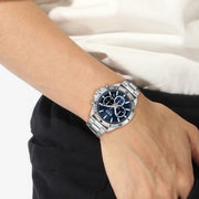 Hugo Boss Troper Chronograph Blue Dial Silver Steel Strap Watch For Men - 1514069