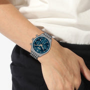 Hugo Boss Gregor Chronograph Blue Dial Grey Steel Strap Watch For Men - 1514083