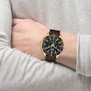 Hugo Boss Troper Chronograph Black Dial Brown Leather Strap Watch For Men - 1514100