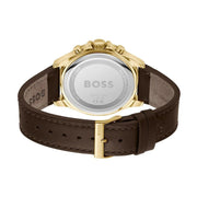 Hugo Boss Troper Chronograph Black Dial Brown Leather Strap Watch For Men - 1514100