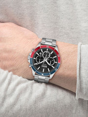 Hugo Boss Troper Chronograph Black Dial Silver Steel Strap Watch For Men - 1514108