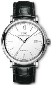 IWC Portofino Automatic White Dial Black Leather Strap Watch for Men - IW356501