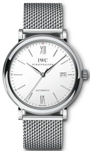 IWC Portofino Automatic White Dial Silver Mesh Bracelet Watch for Men - IW356505