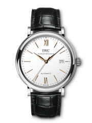 IWC Portofino Automatic White Dial Black Leather Strap Watch for Men - IW356517