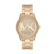 Michael Kors Ritz Pave Crystals Gold Dial Gold Steel Strap Watch for Women - MK6862