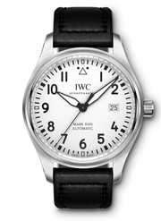 IWC Pilot's Watch Mark XVIII White Dial Black Leather Strap Watch for Men - IW327002