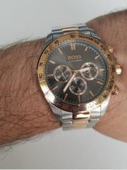 Hugo Boss Ikon Chronograph Grey Dial Two Tone Steel Strap Watch for Men - 1513339