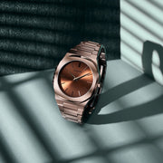 D1 Milano Ultra Thin Brown Dial Gold Steel Strap Watch for Men - D1-UTBJ13