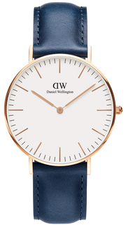Daniel Wellington Classic Somerset White Dial Blue Leather Strap Watch For Men - DW00100121