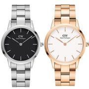 Daniel Wellington Iconic Link White Dial Rose Gold Steel Strap Watch For Women - DW00100209
