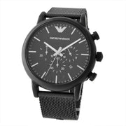 Emporio Armani Sport Chronograph Black Dial Black Mesh Bracelet Watch For Men - AR1968