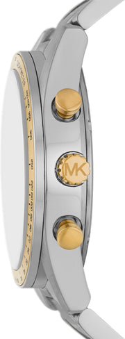 Michael Kors Accelerator Chronograph White Dial Silver Steel Strap Watch For Men - MK9112