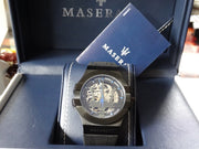 Maserati Potenza Automatic Black Dial Black Leather Strap Watch For Men - R8821108009