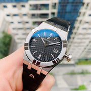 Maurice Lacroix Aikon Automatic Chronograph Black Dial Black Leather Strap Watch for Men - AI1808-SS000-330-2