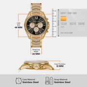 Michael Kors Whitney Chronograph Black Dial Gold Steel Strap Watch for Women - MK7224