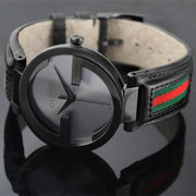 Gucci Interlocking G XL Black Dial Red & Green Leather Strap Watch For Men - YA133206