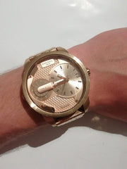 Diesel Mini Daddy Rose Gold Dial Rose Gold Steel Strap Watch For Men - DZ7318