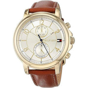 Tommy Hilfiger Claudia Rose Gold Dial Brown Leather Strap Watch for Women - 1781818