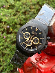 Hugo Boss Ikon Chronograph Black Dial Black Steel Strap Watch for Men - 1513278