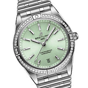 Breitling Chronomat Automatic 36 Diamonds Green Dial Two Tone Steel Strap Watch for Women - A10380591L1A1