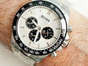 Hugo Boss Ikon Chronograph Silver Dial Silver Steel Strap Watch for Men - 1512964