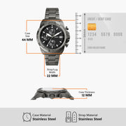 Fossil Bronson Chronograph Black Dial Grey Steel Strap Watch for Men - FS5852