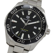Tag Heuer Aquaracer Quartz Black Dial Silver Steel Strap Watch for Men - WAY101A.BA0746