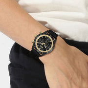 Hugo Boss Grand Prix Chronograph Black Dial Black Steel Strap Watch for Men - 1513578
