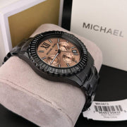 Michael Kors Everest Quartz Rose Gold Dial Black Steel Strap Watch For Women - MK5872