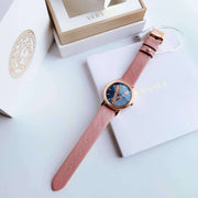 Versace Virtus Quartz Grey Dial Pink Leather Strap Watch for Women - VEHC00319